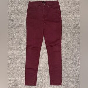 Express Women's Dark Red Skinny High Rise Jeans